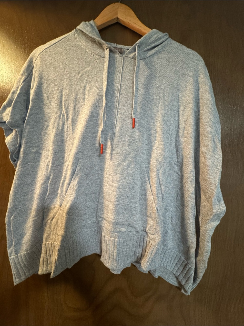 Lilla P Light Heather Gray Hoodie Sweater with Drawstring Accents